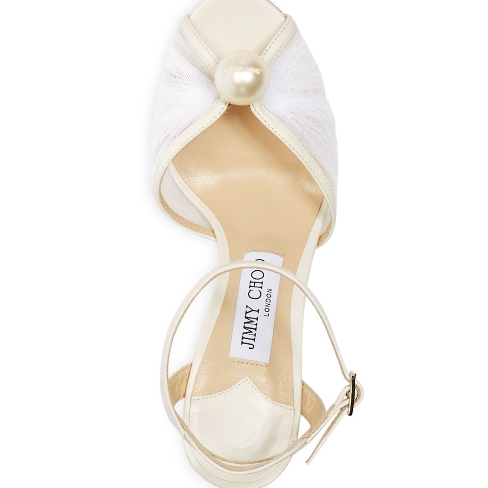 Jimmy Choo Cream Pearl-Embellished Heels